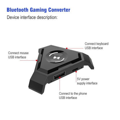 HXSJ P5 Bluetooth 4.1 Keyboard Mouse Bluetooth Gaming Converter, Can Not Be Pressed Version(Black) - Converter & Adapter by HXSJ | Online Shopping UK | buy2fix