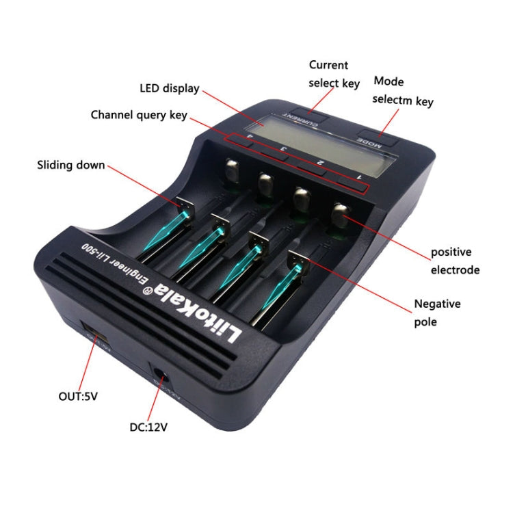 LiitoKala lii-500 Lithium Battery Charger for Li-ion IMR 18650, 26650, 16340, 14500, 10440, 18500, EU Plug - Consumer Electronics by buy2fix | Online Shopping UK | buy2fix