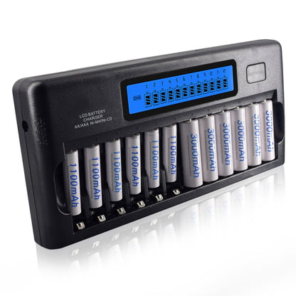 100-240V 12 Slot Battery Charger for AA / AAA / NI-MH / NI-CD Battery, with LCD Display, EU Plug - Consumer Electronics by buy2fix | Online Shopping UK | buy2fix