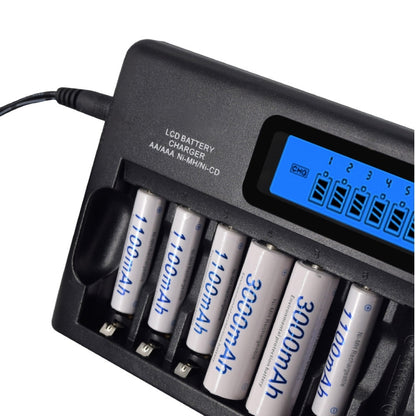 100-240V 12 Slot Battery Charger for AA / AAA / NI-MH / NI-CD Battery, with LCD Display, EU Plug - Consumer Electronics by buy2fix | Online Shopping UK | buy2fix