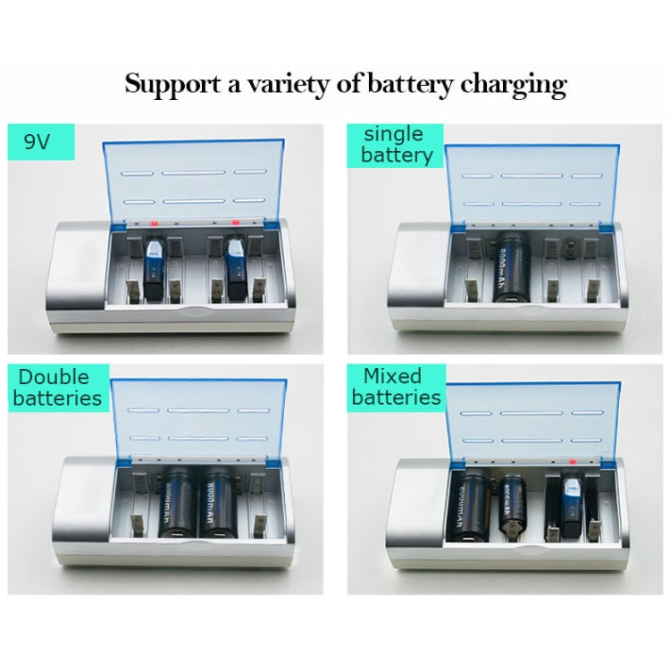 AC 100-240V 4 Slot Battery Charger for AA & AAA & C / D Size Battery, EU Plug - Consumer Electronics by buy2fix | Online Shopping UK | buy2fix