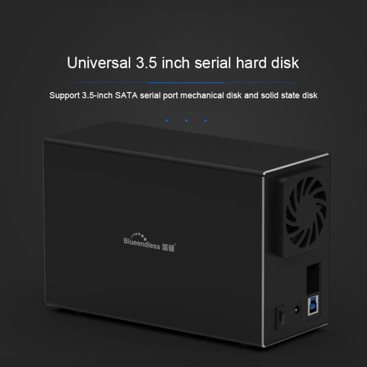Blueendless Type-C / USB-C Interface 3.5 inch 2 Bay RAID Combination Array HDD External Enclosure (US Plug) - HDD Enclosure by Blueendless | Online Shopping UK | buy2fix