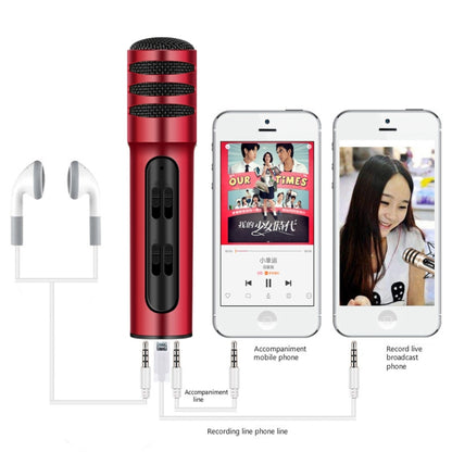 BGN-C7 Condenser Microphone Dual Mobile Phone Karaoke Live Singing Microphone Built-in Sound Card(Red) - Consumer Electronics by buy2fix | Online Shopping UK | buy2fix