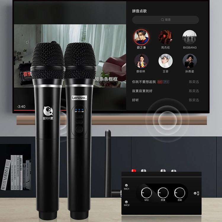 Original Lenovo TW01C TV K Song Dual Wireless Microphone with Sound Card Set - Consumer Electronics by Lenovo | Online Shopping UK | buy2fix