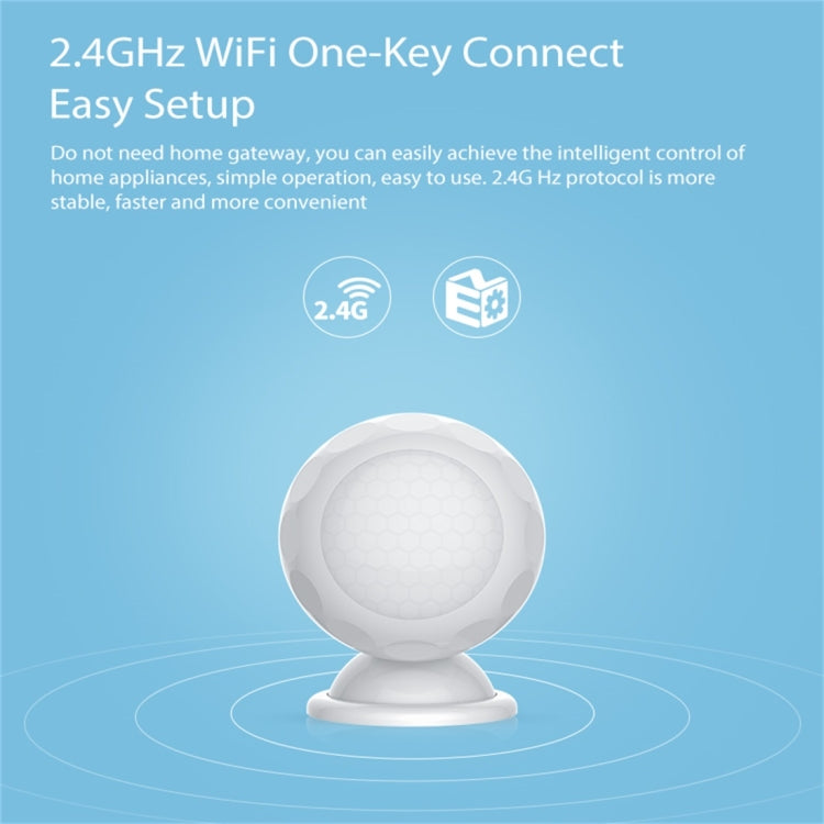 NEO NAS-PD02W Wireless WiFi PIR Detector Motion Sensor, with Magnet Bracket & Support Android / IOS systems & Ultra-bright Red LED - Security by buy2fix | Online Shopping UK | buy2fix