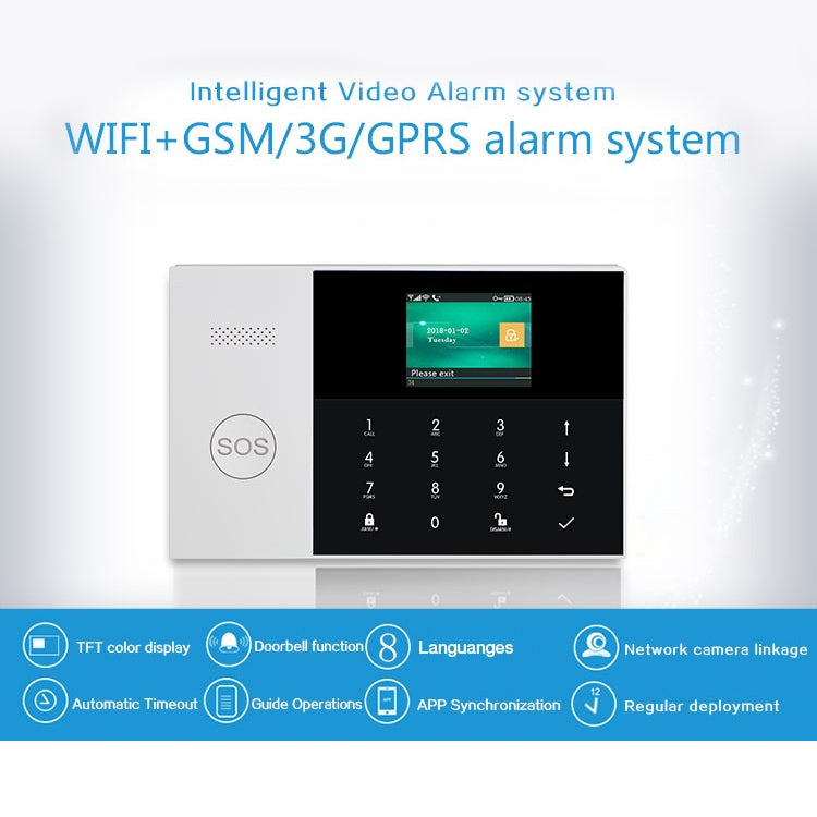 PG-105-GSM GSM/GPRS + WiFi Intelligent Alarm System with Touch Keypad & LCD Screen & RFID function - Security by buy2fix | Online Shopping UK | buy2fix