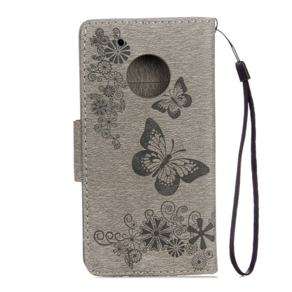 For Motorola Moto G5 Plus Pressed Flowers Butterfly Pattern Horizontal Flip Leather Case with Holder & Card Slots & Wallet(Grey) - Motorola Cases by buy2fix | Online Shopping UK | buy2fix