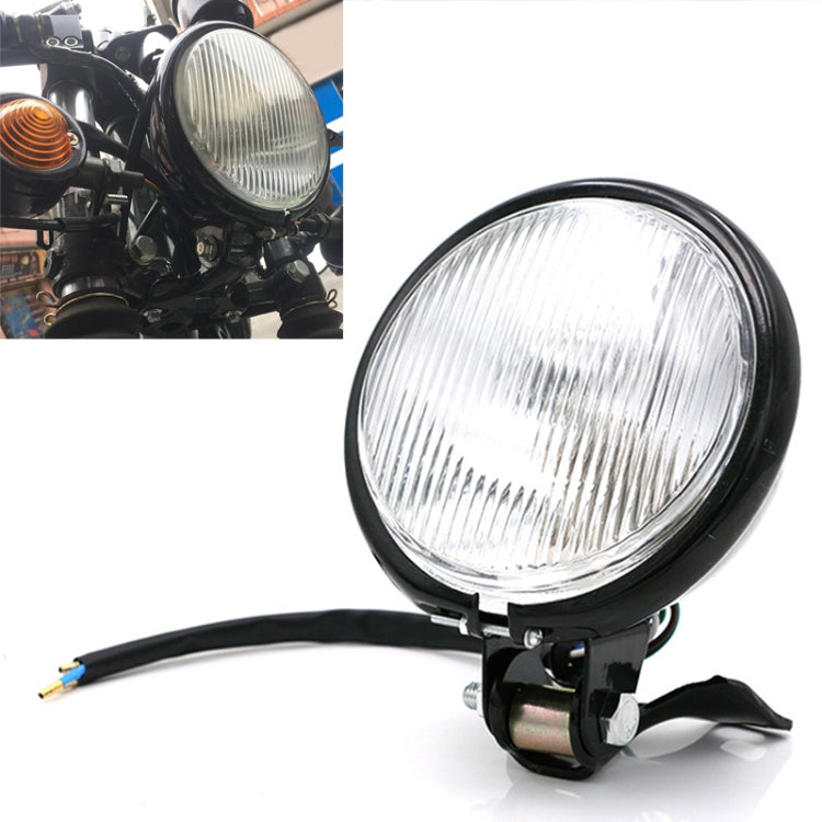 4 inch Motorcycle Black Shell Glass Retro Lamp LED Headlight Modification Accessories(White) - Headlights by buy2fix | Online Shopping UK | buy2fix