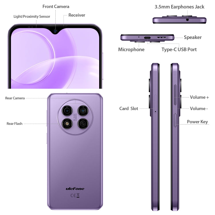 [HK Warehouse] Ulefone Note 15, 2GB+32GB, Face ID Identification, 6.22 inch Android 12 GO MediaTek MT6580 Quad-core up to 1.3GHz, Network: 3G, Dual SIM(Purple) - Ulefone by Ulefone | Online Shopping UK | buy2fix