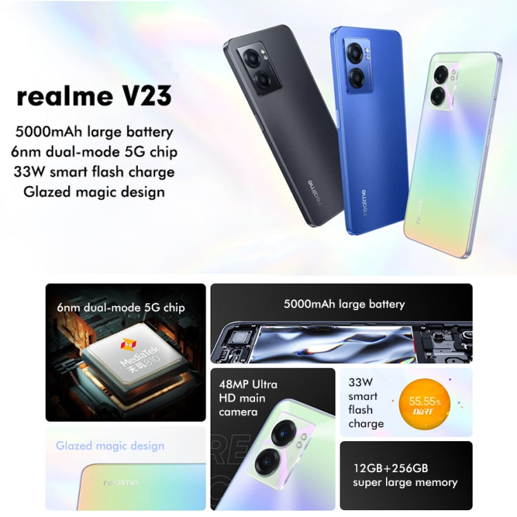 Realme V23 5G, 48MP Camera, 8GB+256GB, Dual Back Cameras, Side Fingerprint Identification, 5000mAh Battery, 6.58 inch Realme UI 3.0 / Android 12 MediaTek Dimensity 810 Octa Core up to 2.4GHz, Network: 5G, Support Google Play(Gradient) - OPPO by Realme | Online Shopping UK | buy2fix