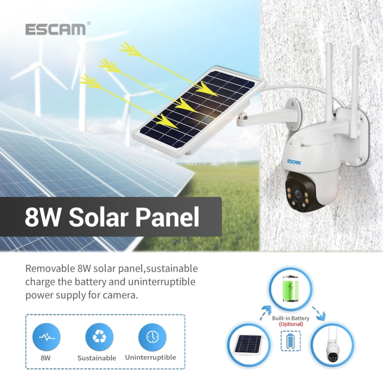 ESCAM QF130 1080P IP66 Waterproof WiFi IP Camera with Solar Panel & Battery, Support Night Vision & Motion Detection & Two Way Audio & TF Card & PTZ Control - Security by ESCAM | Online Shopping UK | buy2fix