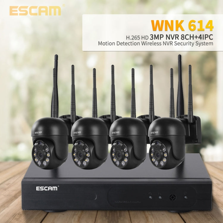 ESCAM WNK614 HD 3.0 Million Pixels 8-channel Wireless + 4IPC Wireless NVR Security System, AU Plug - Security by ESCAM | Online Shopping UK | buy2fix