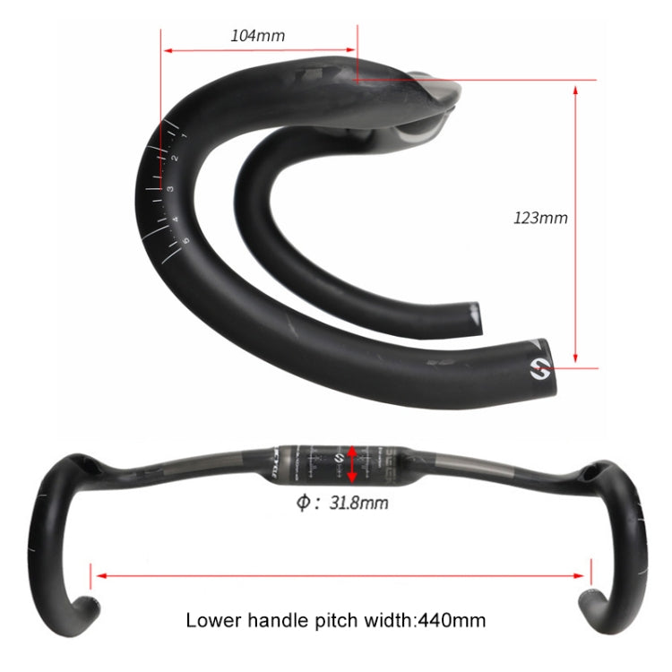 TOSEEK UD Carbon Fiber Texture Road Bike Handlebar, Size: 440mm (UD Matte) - Bicycle Grips by TOSEEK | Online Shopping UK | buy2fix