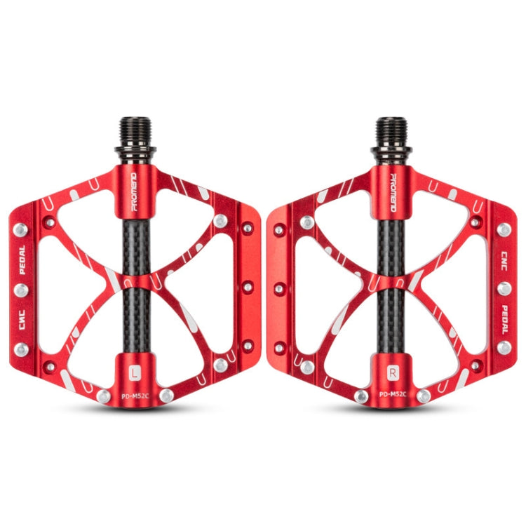 PROMEND PD-M52C 1 Pair Bicycle Aluminum Alloy + Carbon Fiber Tube Bearing Pedals (Red) - Pedals by PROMEND | Online Shopping UK | buy2fix