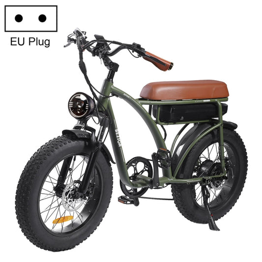 [EU Warehouse] BEZIOR XF001 1000W 48V 12.5AH Retro Electric Bicycle with LCD Digital Display & 20 inch Tires, EU Plug(Army Green) - Electric Bicycles by BEZIOR | Online Shopping UK | buy2fix
