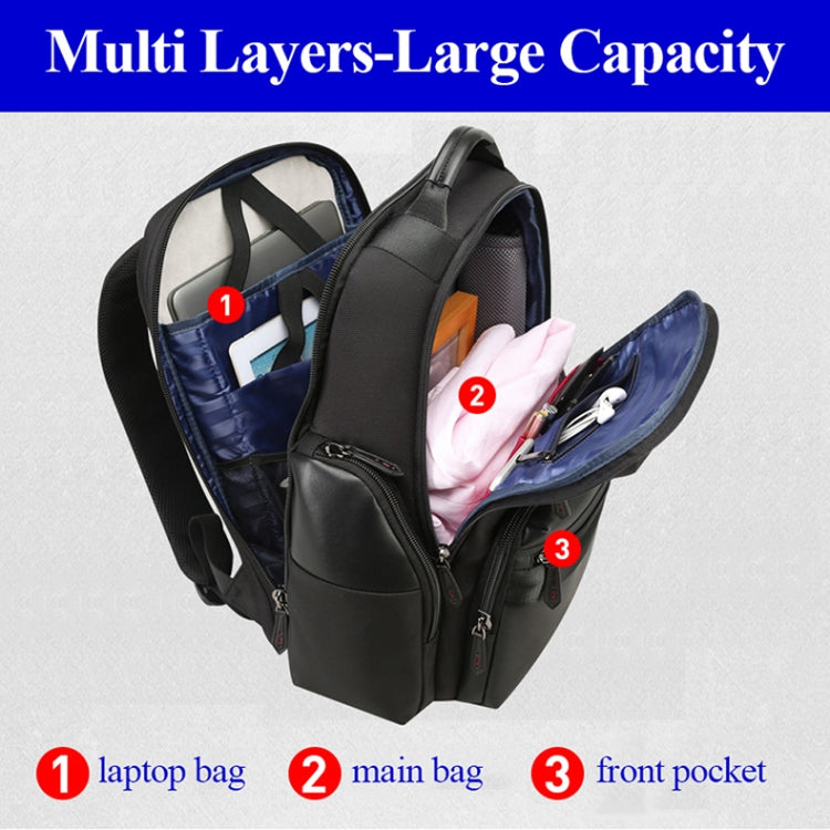 Bopai 851-014211 Business Anti-theft Waterproof Three-layer Large Capacity Double Shoulder Bag,with USB Charging Port, Size: 35.5x24x45cm (Black) - 15.6 - 17 inch by Bopai | Online Shopping UK | buy2fix