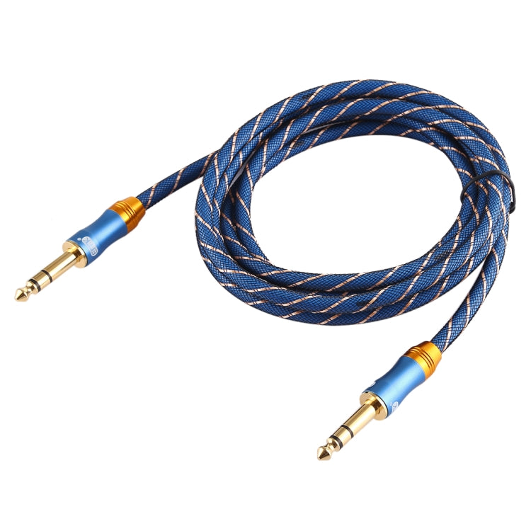 EMK 6.35mm Male to Male 4 Section Gold-plated Plug Grid Nylon Braided Audio Cable for Speaker Amplifier Mixer, Length: 2m(Blue) - Microphone Audio Cable & Connector by EMK | Online Shopping UK | buy2fix