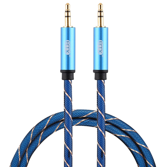 EMK 3.5mm Male to Male Grid Nylon Braided Audio Cable for Speaker / Notebooks / Headphone, Length: 0.5m(Blue) - Consumer Electronics by EMK | Online Shopping UK | buy2fix
