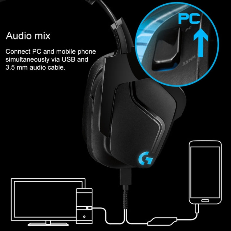 Logitech G633S Dolby 7.1 Surround Sound Stereo Colorful Lighting Noise Reduction Competition Gaming Wired Headset - Computer & Networking by Logitech | Online Shopping UK | buy2fix