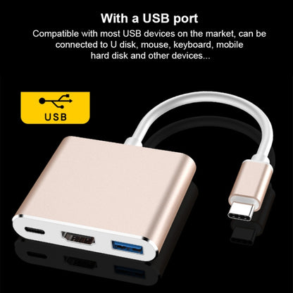 V125 UCB-C / Type-C Male to PD +  HDMI + USB 3.0 Female 3 in 1 Converter(Silver) - Computer & Networking by buy2fix | Online Shopping UK | buy2fix