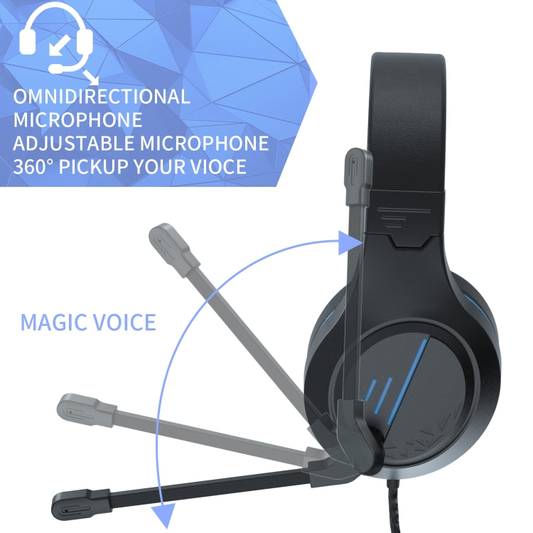 SADES MH601 3.5mm Plug Wire-controlled Noise Reduction E-sports Gaming Headset with Retractable Microphone, Cable Length: 2.2m(Black Blue) - Multimedia Headset by SADES | Online Shopping UK | buy2fix