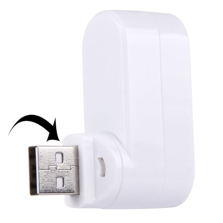 180 Degree Rotation USB Head 3 Ports USB 2.0 Portable HUB(White) - Computer & Networking by buy2fix | Online Shopping UK | buy2fix