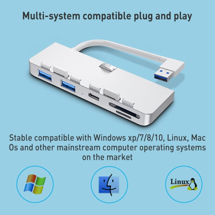 Rocketek HC413 Type-C + USB3.0 x 2 + SD / TF Card Reader HUB Adapter - USB 3.0 HUB by ROCKETEK | Online Shopping UK | buy2fix