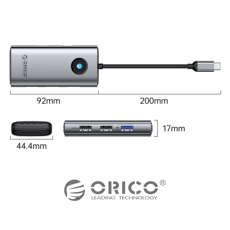ORICO ORICO-PW11-6PCR R45 Type-C / USB-C 6-in-1 5Gbps Multifunction Docking Station (Dark Gray) - Computer & Networking by ORICO | Online Shopping UK | buy2fix