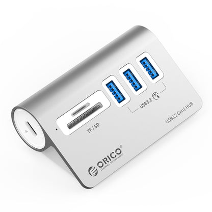 ORICO M3UT3 3-port USB 3.2 HUB with Card Reader (Silver) - USB 3.0 HUB by ORICO | Online Shopping UK | buy2fix