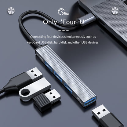 ORICO-AH-13-GY-BP USB 3.0 x 1 + USB 2.0 x 3 to USB-C / Type-C HUB Adapter - Computer & Networking by ORICO | Online Shopping UK | buy2fix