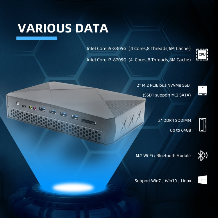 HYSTOU F9 Windows 10 / Linux System Gaming Mini PC, Intel Core i7-8705G 4 Core 8M Cache up to 4.20GHz, 32GB RAM+ 512GB SSD, UK Plug - Windows Mini PCs by HYSTOU | Online Shopping UK | buy2fix