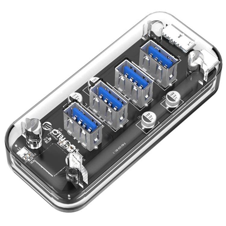 ORICO F4U 4 x USB 3.0 Ports 5Gbps Fast Transmission Desktop HUB with Blue LED Indicator Light(Transparent) - Computer & Networking by ORICO | Online Shopping UK | buy2fix