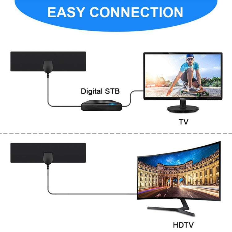 25 Miles Range 28dBi High Gain Amplified Digital HDTV Indoor Outdoor TV Antenna with 3.7m Coaxial Cable & IEC Adapter - DVB-T & Simulation Antenna by buy2fix | Online Shopping UK | buy2fix