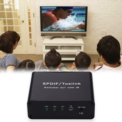 NK-3X1 Full HD SPDIF / Toslink Digital Optical Audio 3 x 1 Switcher Extender with IR Remote Controller - Audio Signal Switcher by buy2fix | Online Shopping UK | buy2fix