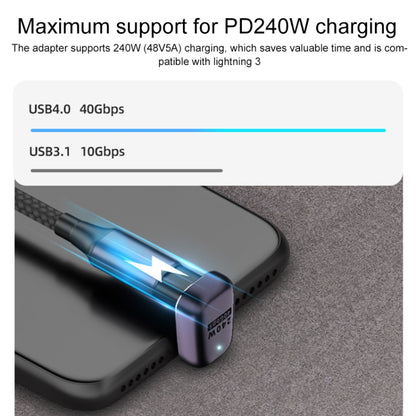 240W USB-C/Type-C Female to USB-C/Type-C Male 40Gbps Side Bend Adapter with Light - Computer & Networking by buy2fix | Online Shopping UK | buy2fix