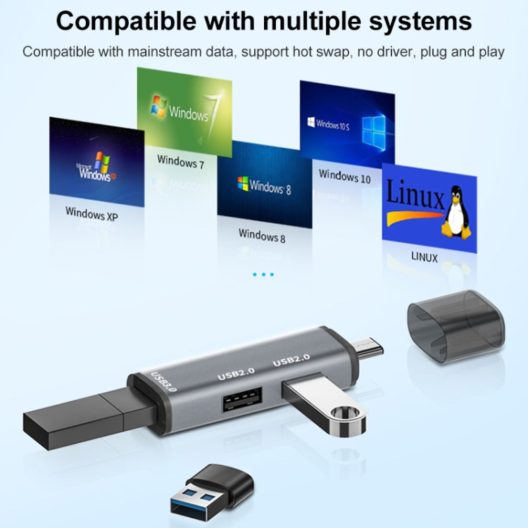 ADS-302C 3 In 1 Multi-function Type-C / USB-C HUB Docking Station (Silver Grey) - Computer & Networking by buy2fix | Online Shopping UK | buy2fix