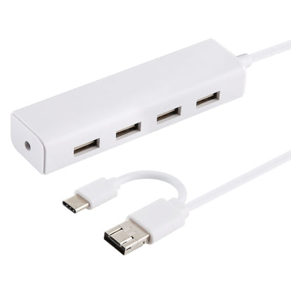 3 in 1 USB-C / Type-C + Micro USB + 4 x USB 2.0 Ports HUB Converter, Cable Length: 12cm(White) - USB 2.0 HUB by buy2fix | Online Shopping UK | buy2fix