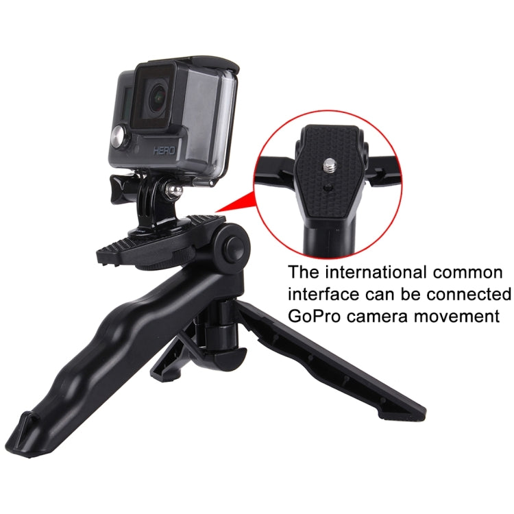 PULUZ Grip Folding Tripod Mount with Adapter & Screws for GoPro Hero11 Black / HERO10 Black / HERO9 Black / HERO8 Black / HERO7 /6 /5 /5 Session /4 Session /4 /3+ /3 /2 /1, Xiaoyi and Other Action Cameras, Load Max: 2kg(Black) - DJI & GoPro Accessories by PULUZ | Online Shopping UK | buy2fix
