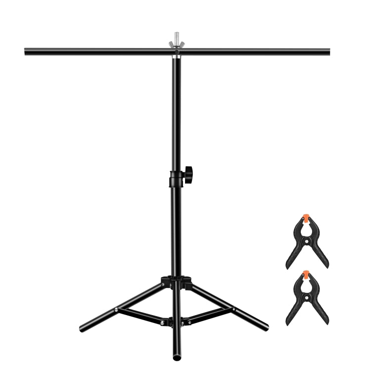 67cm T-Shape Photo Studio Background Support Stand Backdrop Crossbar Bracket with Clips, No Backdrop(Black) - Camera Accessories by PULUZ | Online Shopping UK | buy2fix