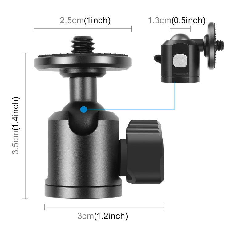 PULUZ 3/8 inch Inner Screw Metal Tripod Ball Head Adapter with Knob Lock(Black) - Camera Accessories by PULUZ | Online Shopping UK | buy2fix