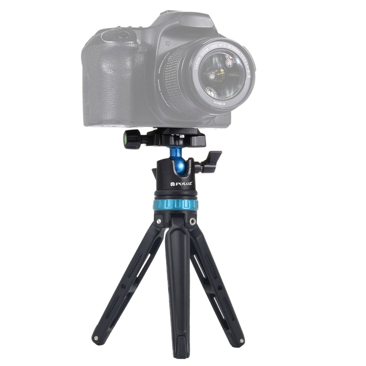 PULUZ Pocket Mini Adjustable Metal Desktop Tripod Mount with 360 Degree Ball Head for DSLR & Digital Cameras, Adjustable Height: 11-20.2cm(Blue) - Tripods by PULUZ | Online Shopping UK | buy2fix