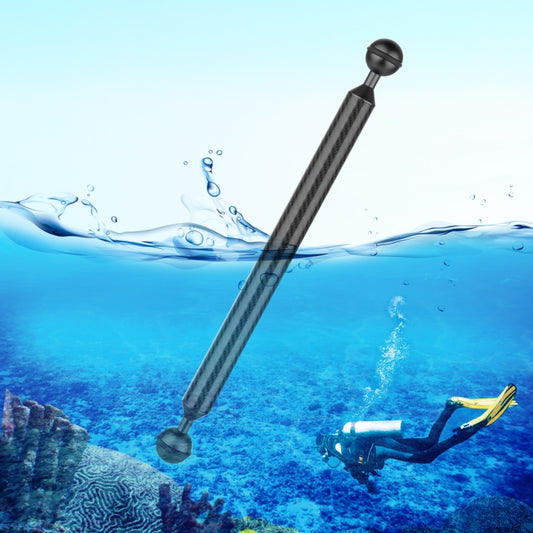 PULUZ  12 inch 30.4cm Length 20.8mm Diameter Dual Balls Carbon Fiber Floating Arm, Ball Diameter: 25mm(Black) - Diving Accessories by PULUZ | Online Shopping UK | buy2fix