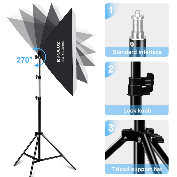 PULUZ 50x70cm Studio Softbox + 2m Tripod Mount + Single E27 30W 5700K White Light LED Bulb Photography Kit(US Plug) - Stand Bracket by PULUZ | Online Shopping UK | buy2fix