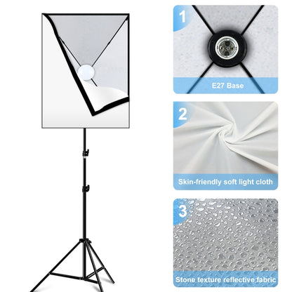 PULUZ 50x70cm Studio Softbox + 2m Tripod Mount + Single E27 30W 5700K White Light LED Bulb Photography Kit(US Plug) - Stand Bracket by PULUZ | Online Shopping UK | buy2fix