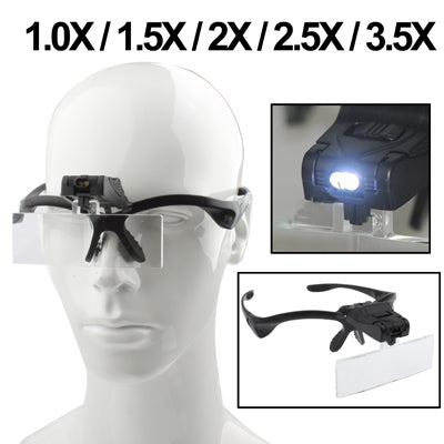 Multi-functional 1.0X / 1.5X / 2.0X / 2.5X / 3.5X Magnifier Glasses with 2-LED Lights, Random Color Delivery - Consumer Electronics by buy2fix | Online Shopping UK | buy2fix