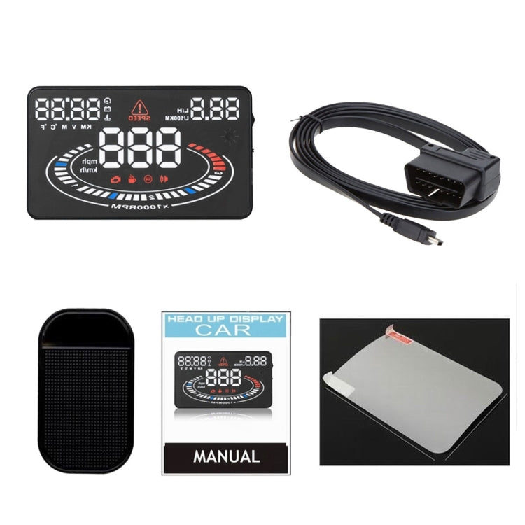 E300 5.5 inch Car OBDII / EUOBD HUD Vehicle-mounted Head Up Display Security System, Support Speed & Fuel Consumption, Overspeed Alarm,  Fuel Consumption, Water Temperature, etc.(Black) - Head Up Display System by buy2fix | Online Shopping UK | buy2fix