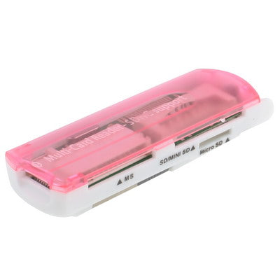 USB 2.0 Multi Card Reader, Support SD/MMC, MS, TF, M2 Card(Pink) -  by buy2fix | Online Shopping UK | buy2fix