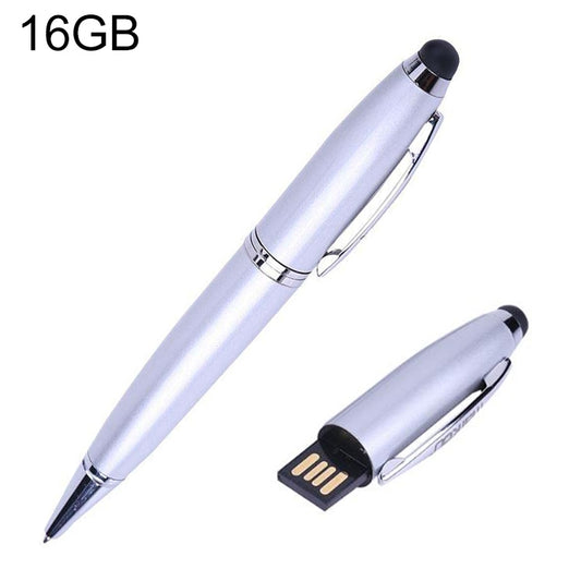 2 in 1 Pen Style USB Flash Disk, Silver (16GB) - Computer & Networking by buy2fix | Online Shopping UK | buy2fix