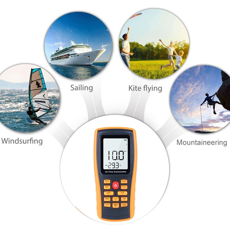 BENETECH GM8902 2.6 Inch LCD Screen Digital Wind Speed Meter Anemometer(Yellow) - Tachometers & Anemometer by BENETECH | Online Shopping UK | buy2fix