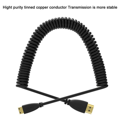 1.4 Version, Gold Plated Mini HDMI Male to HDMI Male Coiled Cable, Support 3D / Ethernet, Length: 60cm (can be extended up to 2m) -  by buy2fix | Online Shopping UK | buy2fix